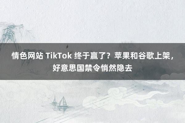 情色网站 TikTok 终于赢了？苹果和谷歌上架，好意思国禁令悄然隐去
