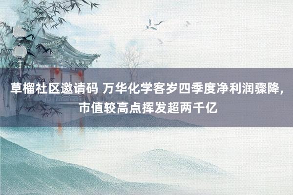草榴社区邀请码 万华化学客岁四季度净利润骤降， 市值较高点挥发超两千亿
