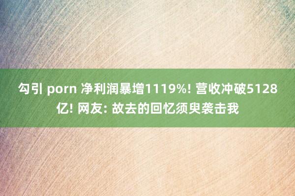 勾引 porn 净利润暴增1119%! 营收冲破5128亿! 网友: 故去的回忆须臾袭击我