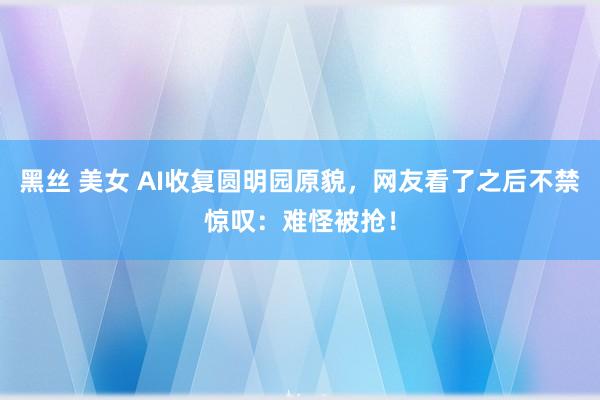 黑丝 美女 AI收复圆明园原貌，网友看了之后不禁惊叹：难怪被抢！